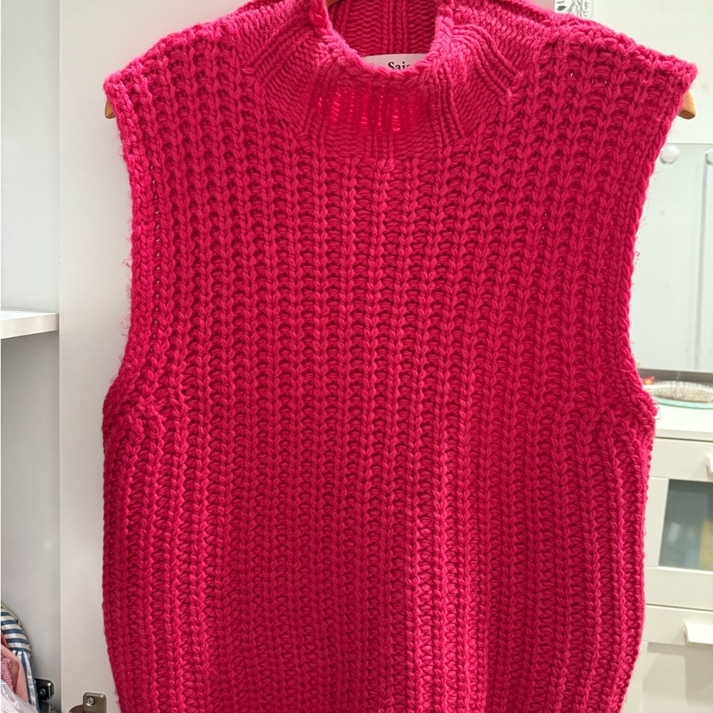 Cozy Pink Knit Sleeveless Sweater. Add a T-Shirt or Blouse